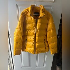 GUESS Yellow Winter Hooded Puffer Jacket Size Xl Men
